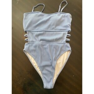 Women‎ One Piece Bikini Swimsuit M Stretchy Strap Cut Out Scoop Neck High Legged